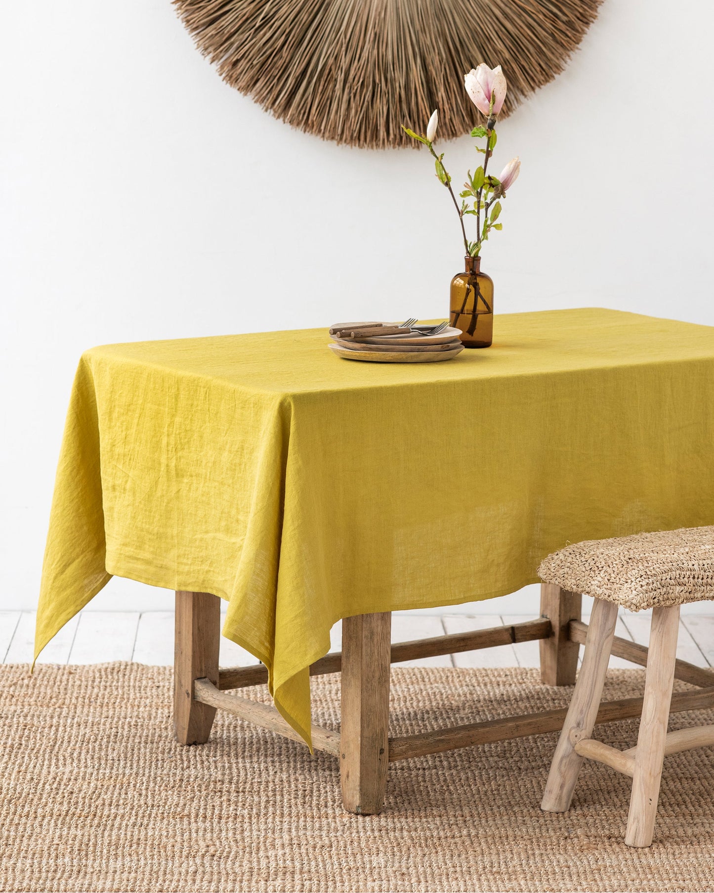 Moss Yellow Linen tablecloth - MagicLinen