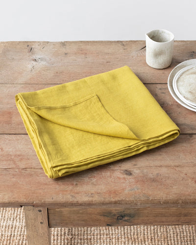 Custom size Moss yellow linen tablecloth - MagicLinen