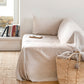 Custom size linen couch cover in Natural gingham - MagicLinen
