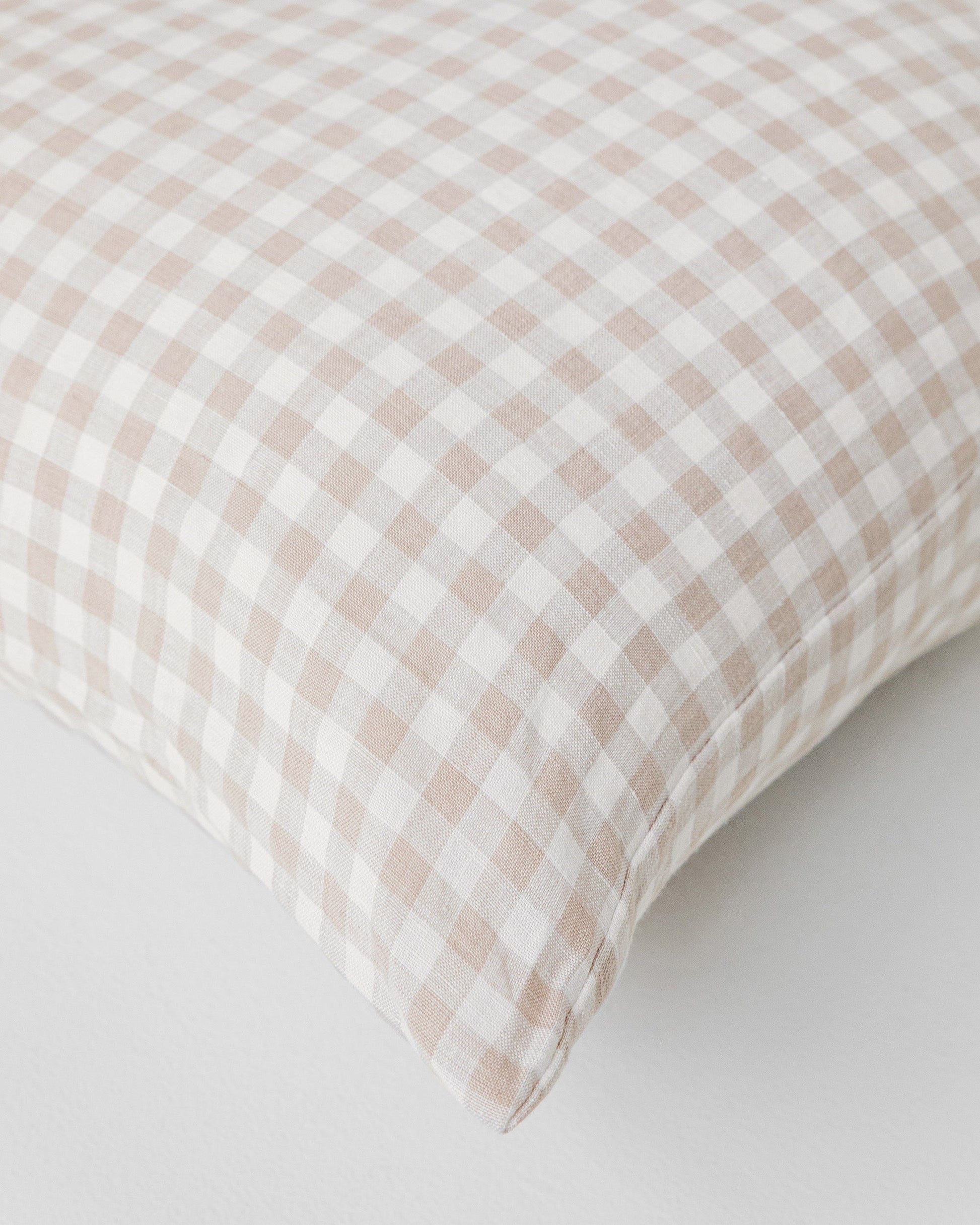 Custom size Natural gingham linen pillowcase - MagicLinen
