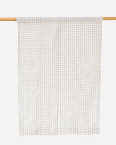Linen noren curtains (1 pcs) in Natural gingham - MagicLinen