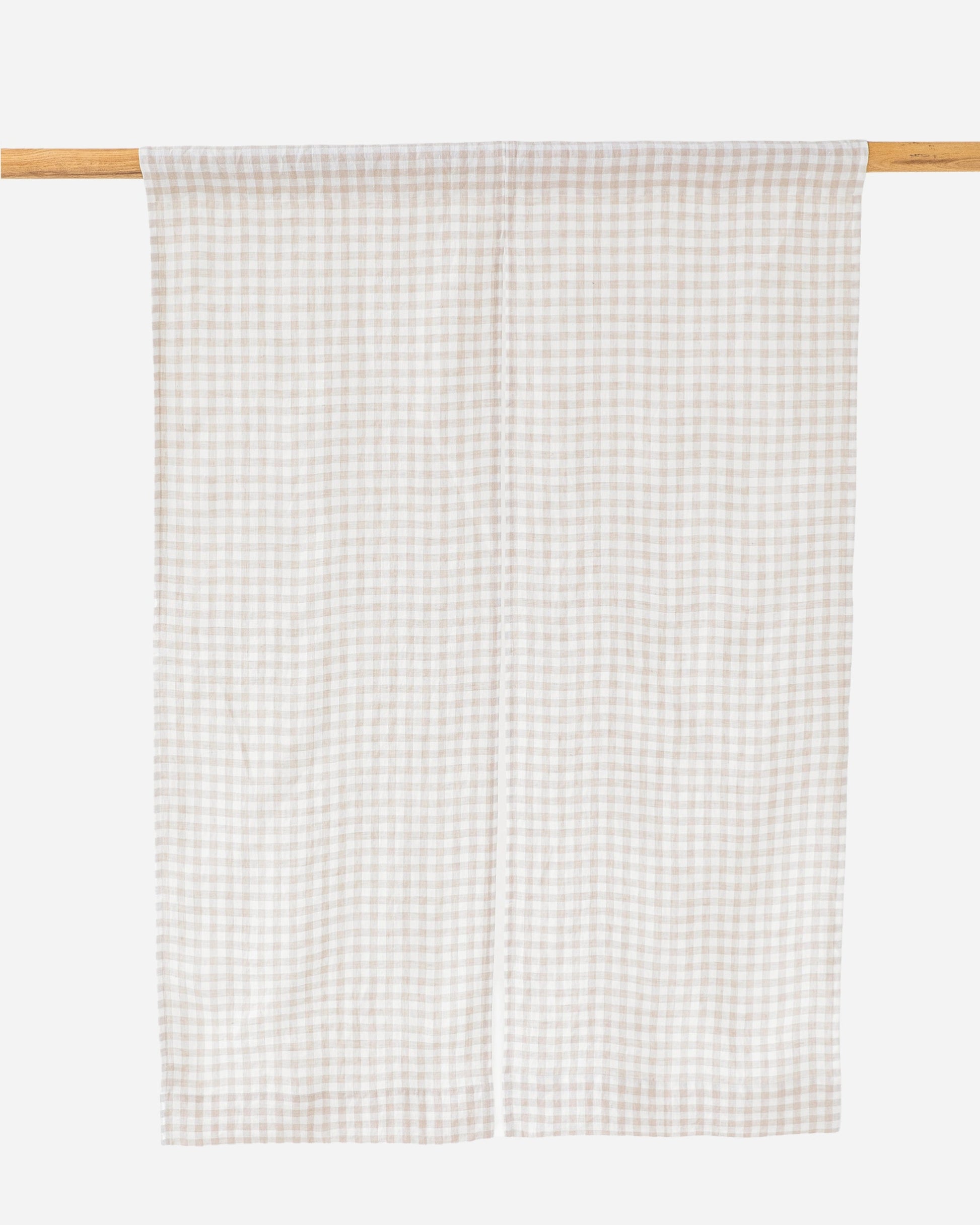 Custom size linen noren curtains (1 pcs) in Natural gingham - MagicLinen