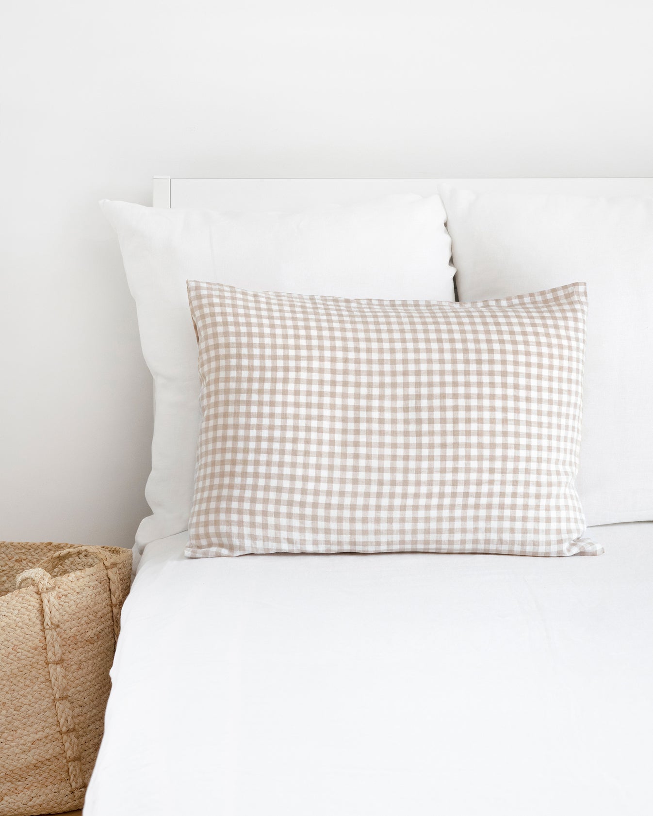 Natural Gingham Linen Pillow Case MagicLinen