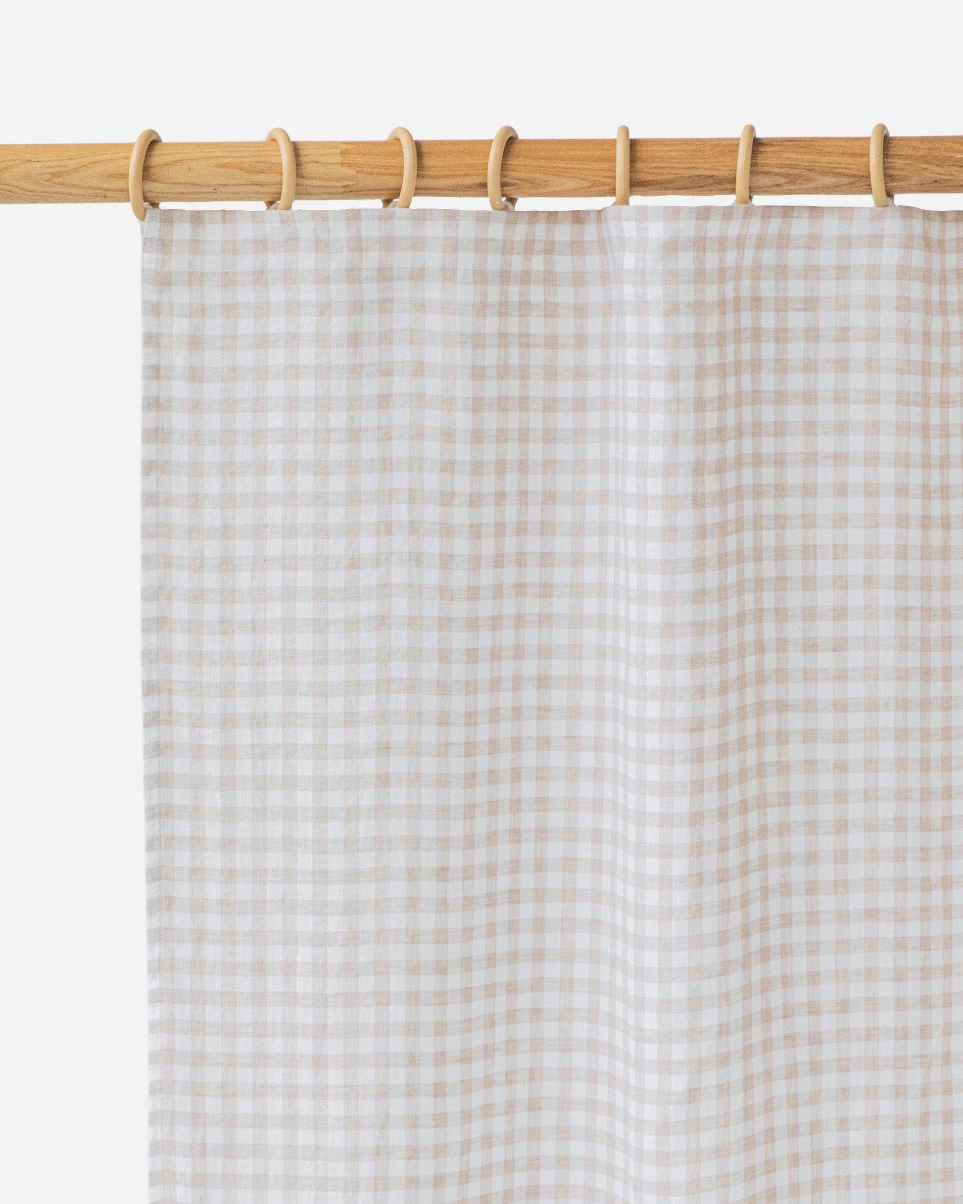 Custom size pencil pleat linen curtain panel (1 pcs) in Natural gingham - MagicLinen