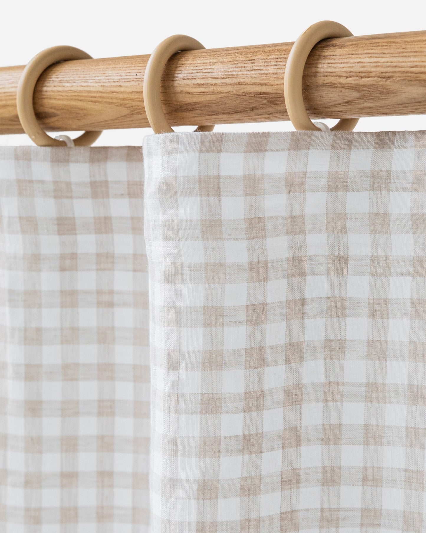 Custom size pencil pleat linen curtain panel (1 pcs) in Natural gingham - MagicLinen