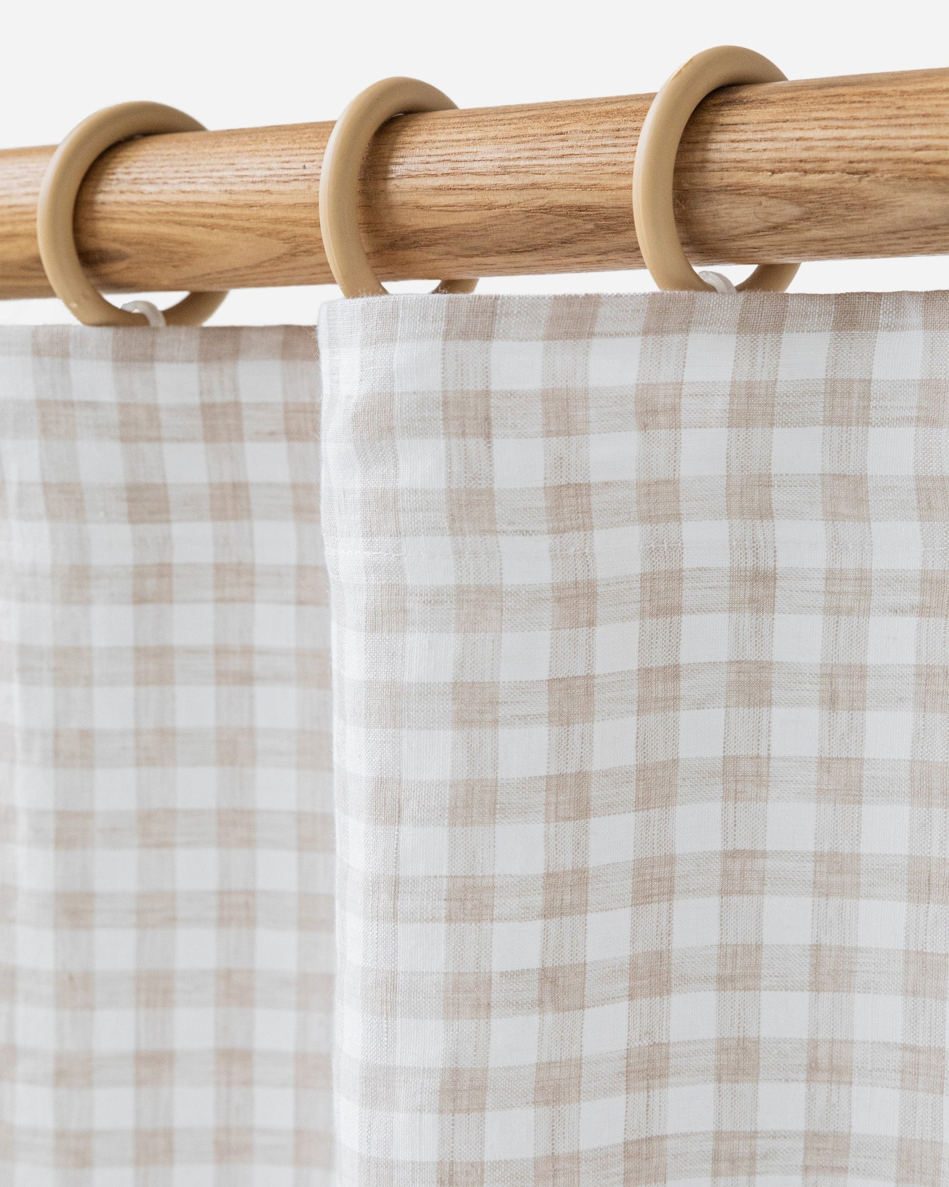 Custom size pencil pleat linen curtain panel (1 pcs) in Natural gingham - MagicLinen