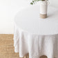 Custom size round linen tablecloth in Natural gingham - MagicLinen