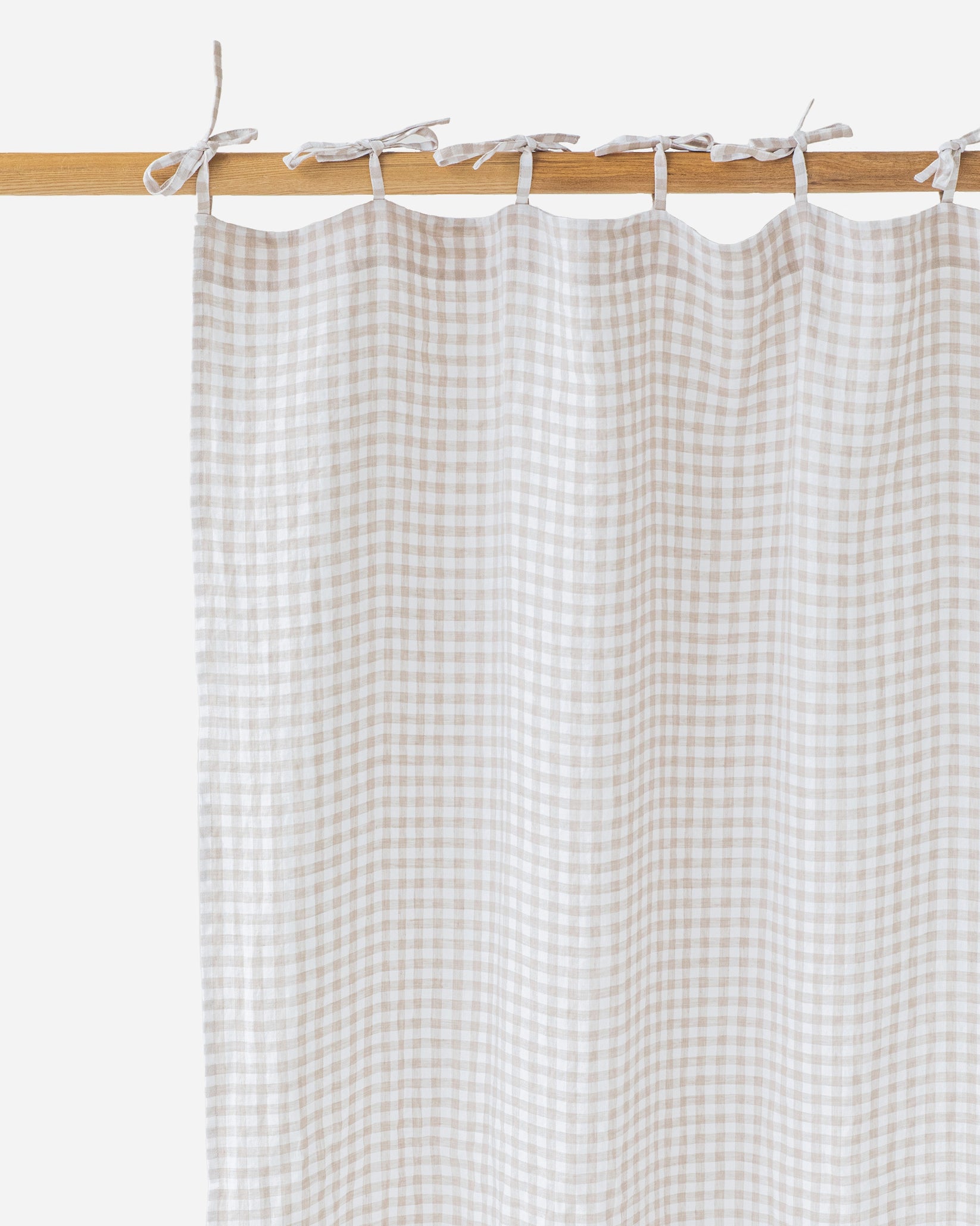 Tie Top Linen Curtain Panel in Natural Gingham Magiclinen MagicLinen
