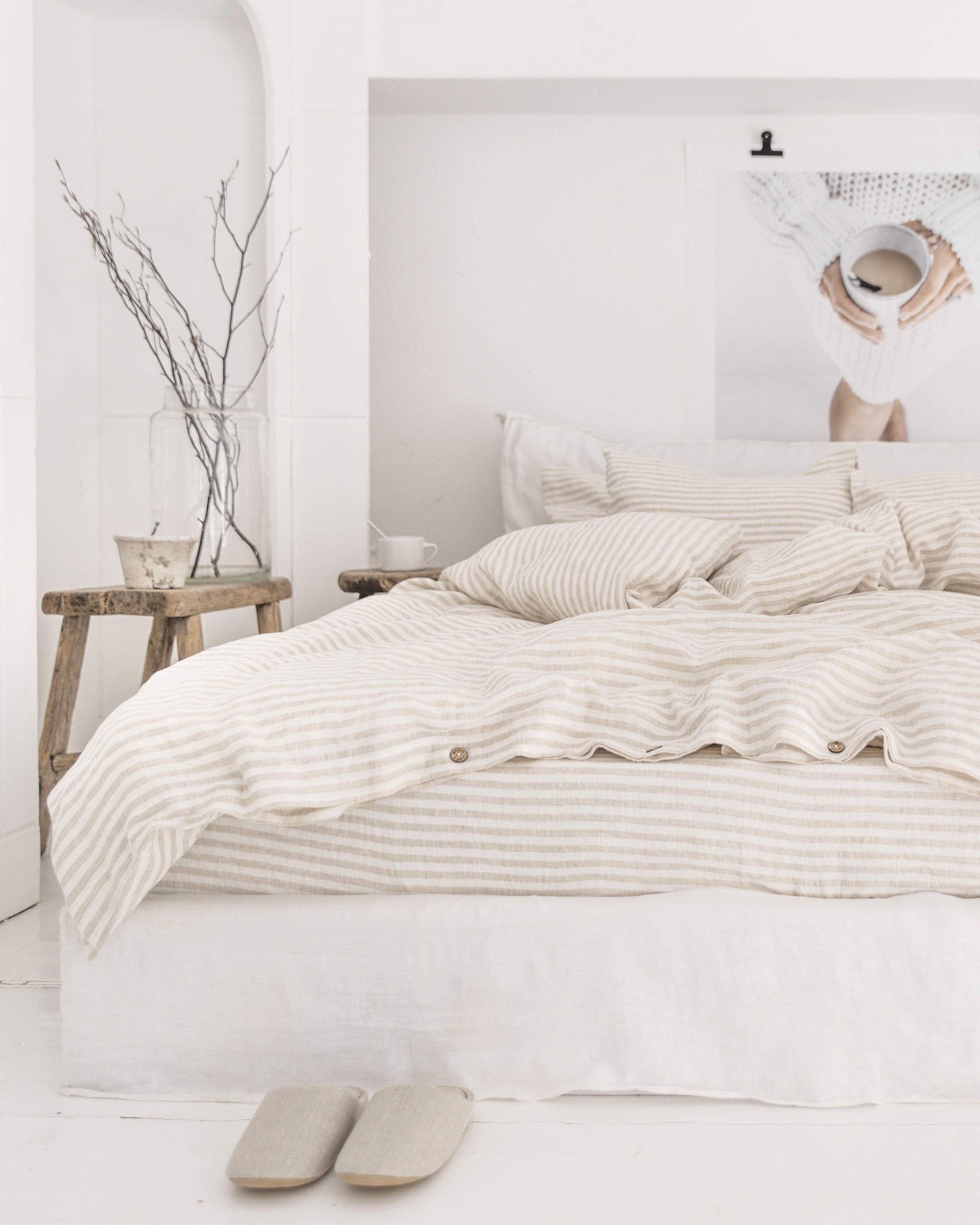 Striped linen online blanket