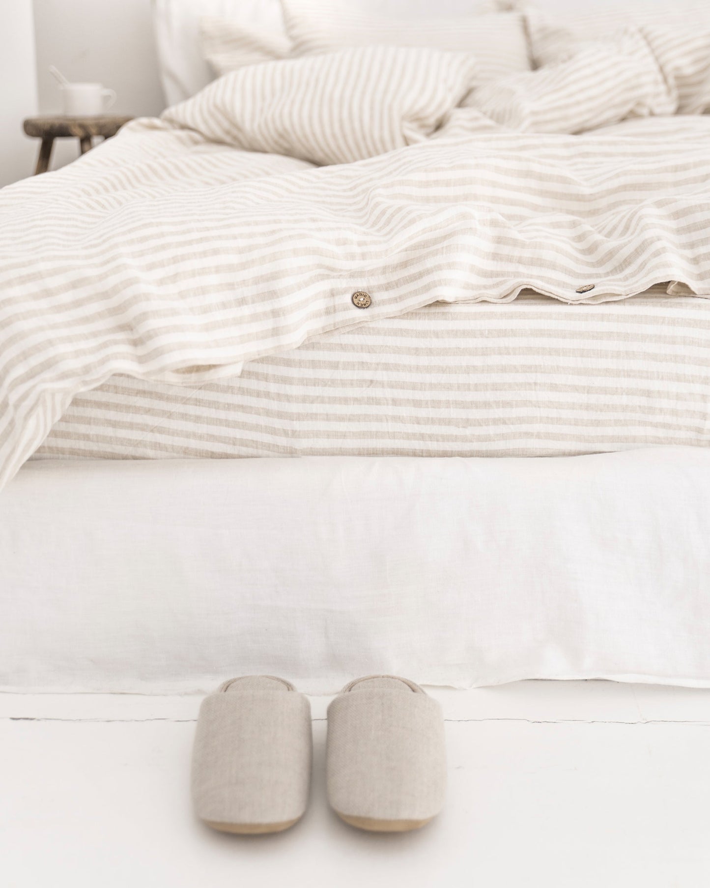 Custom size Striped in natural linen pillowcase - MagicLinen