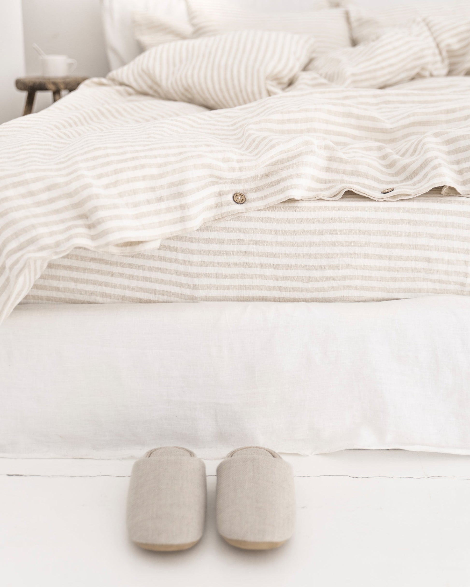 Custom size Striped in natural linen pillowcase - MagicLinen