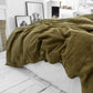 Custom size Olive green linen duvet cover - MagicLinen