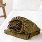 Custom size Olive green linen fitted sheet - MagicLinen