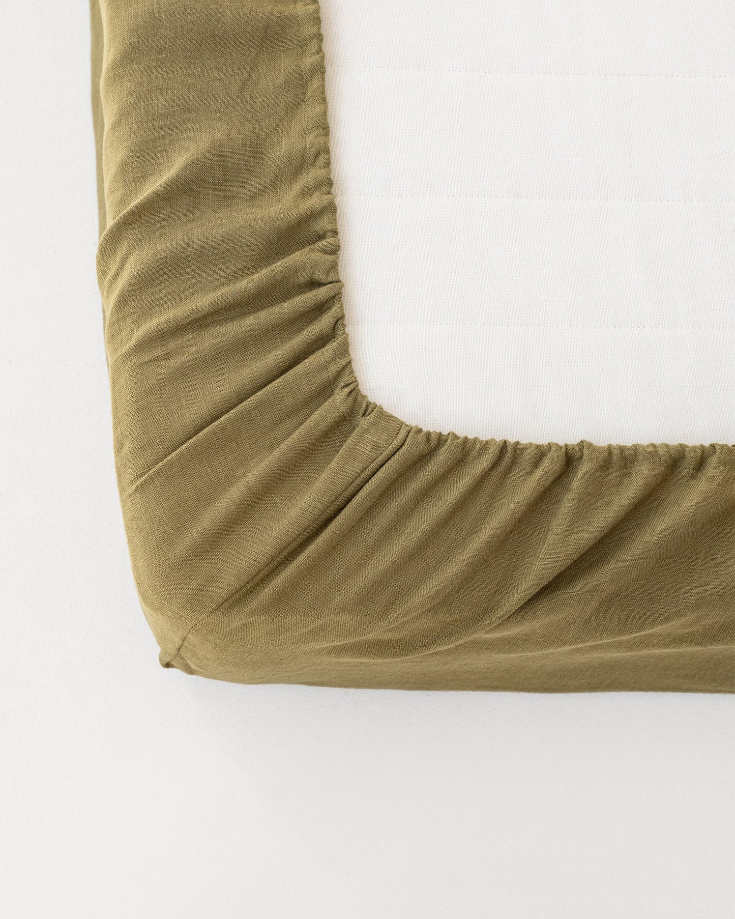 Custom size Olive green linen fitted sheet - MagicLinen