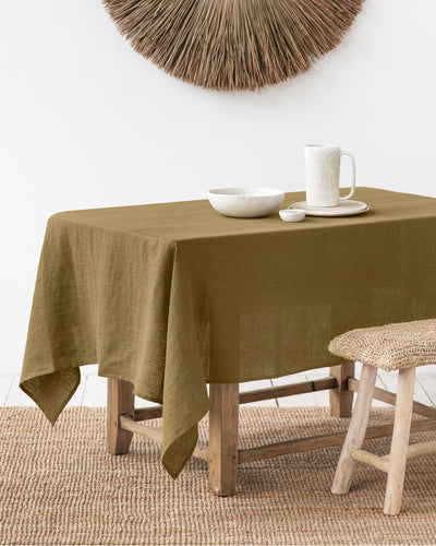 Olive Green Linen tablecloth - MagicLinen