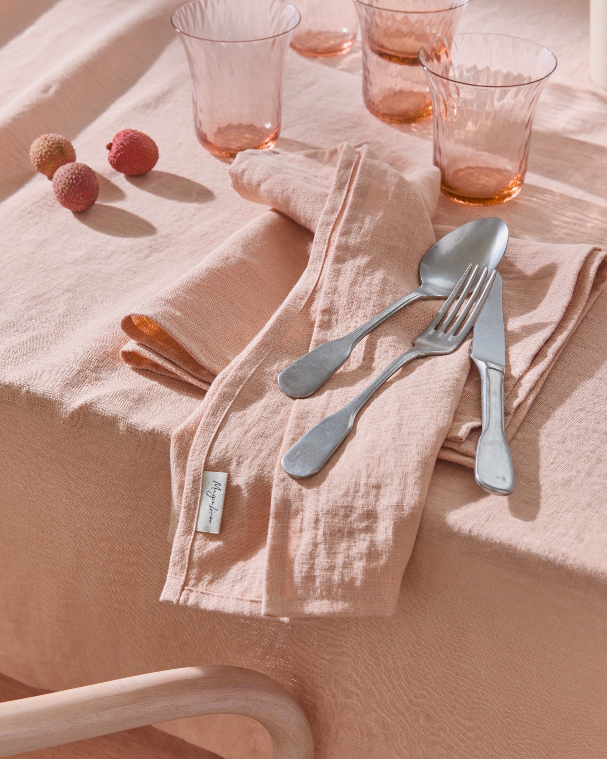 Custom size Peach linen tablecloth - MagicLinen