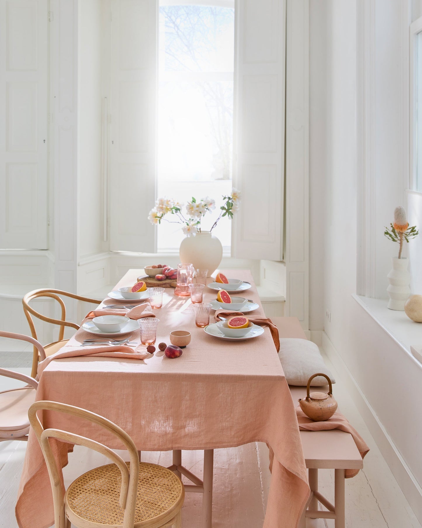 Custom size Peach linen tablecloth - MagicLinen