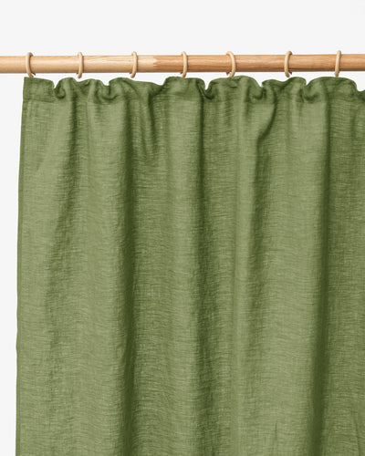 Pencil pleat linen curtain panel (1 pcs) in Forest green - MagicLinen