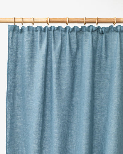 Custom size pencil pleat linen curtain panel (1 pcs) in Gray blue - MagicLinen