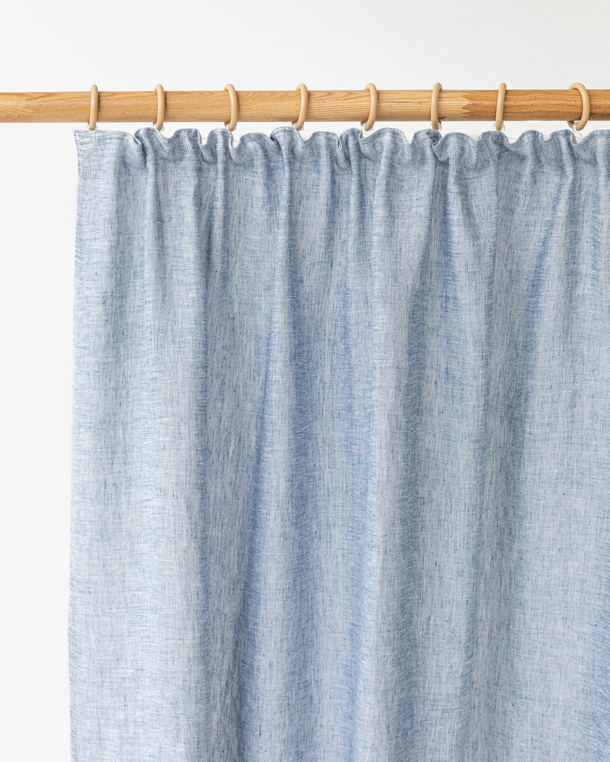 Pencil pleat linen curtain panel (1 pcs) in Blue melange - MagicLinen
