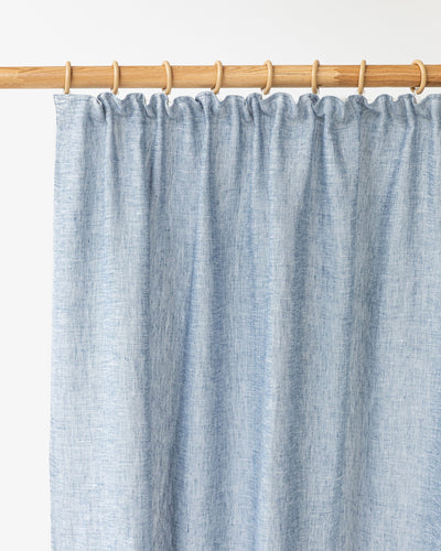Custom size pencil pleat linen curtain panel (1 pcs) in Blue melange - MagicLinen