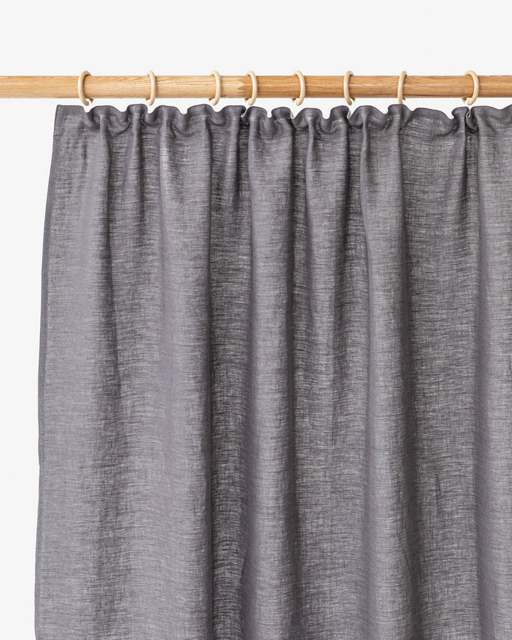 Pencil pleat linen curtain panel (1 pcs) in Charcoal gray - MagicLinen