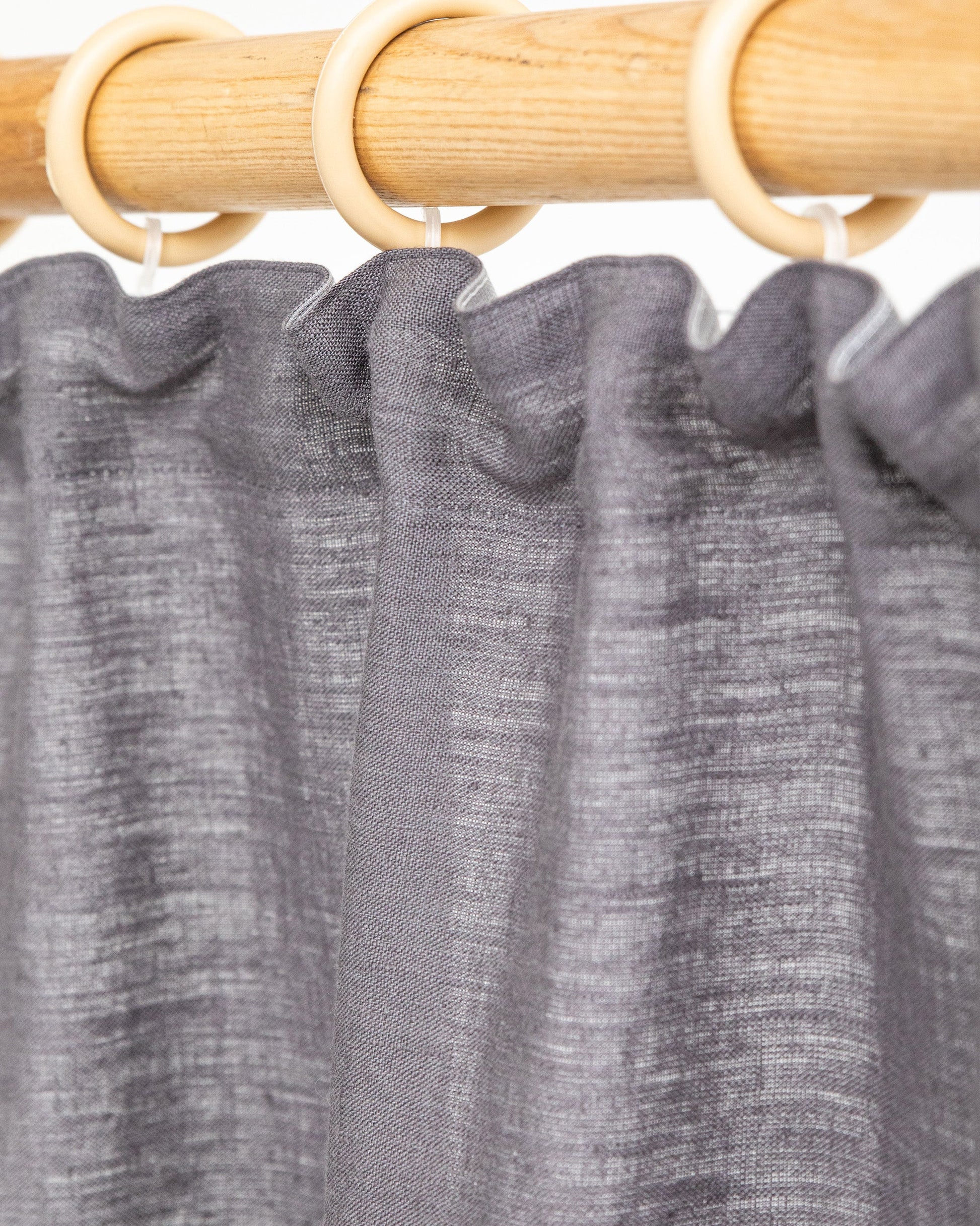 Custom size pencil pleat linen curtain panel (1 pcs) in Charcoal gray - MagicLinen