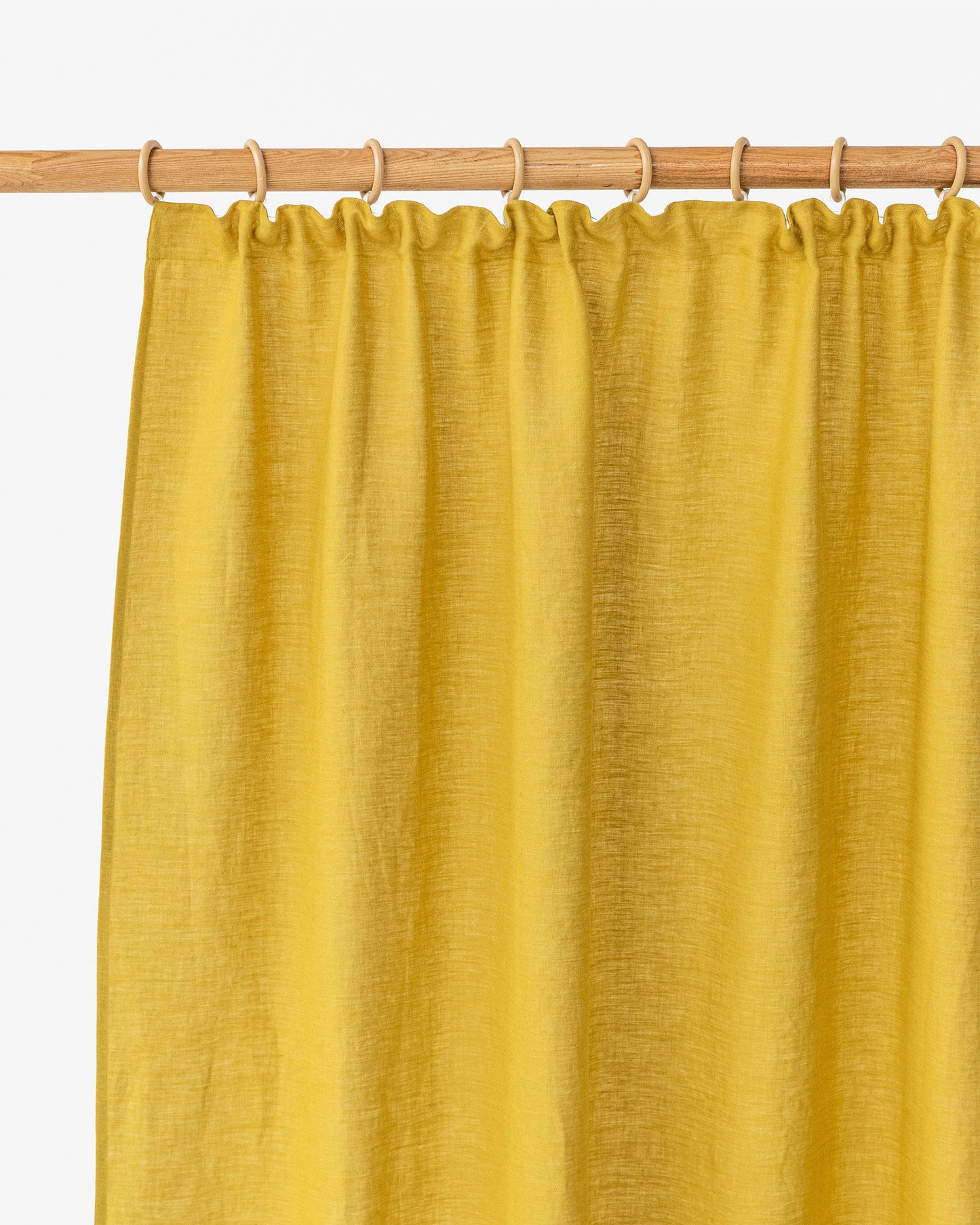 Custom size pencil pleat linen curtain panel (1 pcs) in Moss yellow - MagicLinen