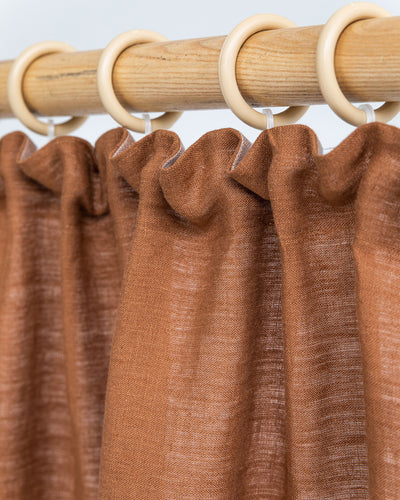 Pencil pleat linen curtain panel (1 pcs) in Cinnamon - MagicLinen
