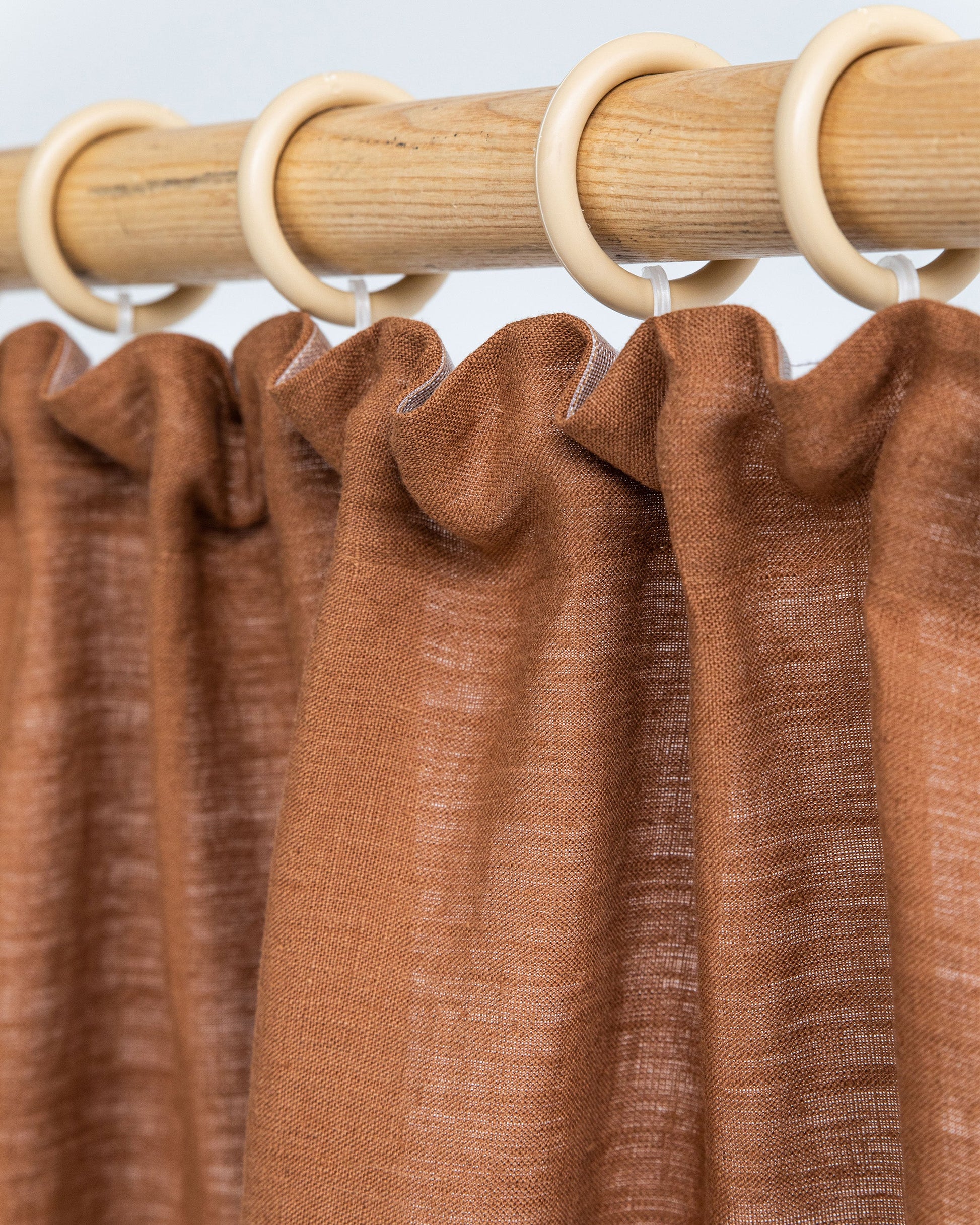 Custom size pencil pleat linen curtain panel (1 pcs) in Cinnamon - MagicLinen