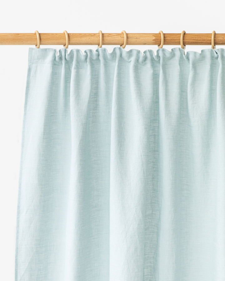 Pencil pleat linen curtain panel (1 pcs) in Dusty blue - MagicLinen