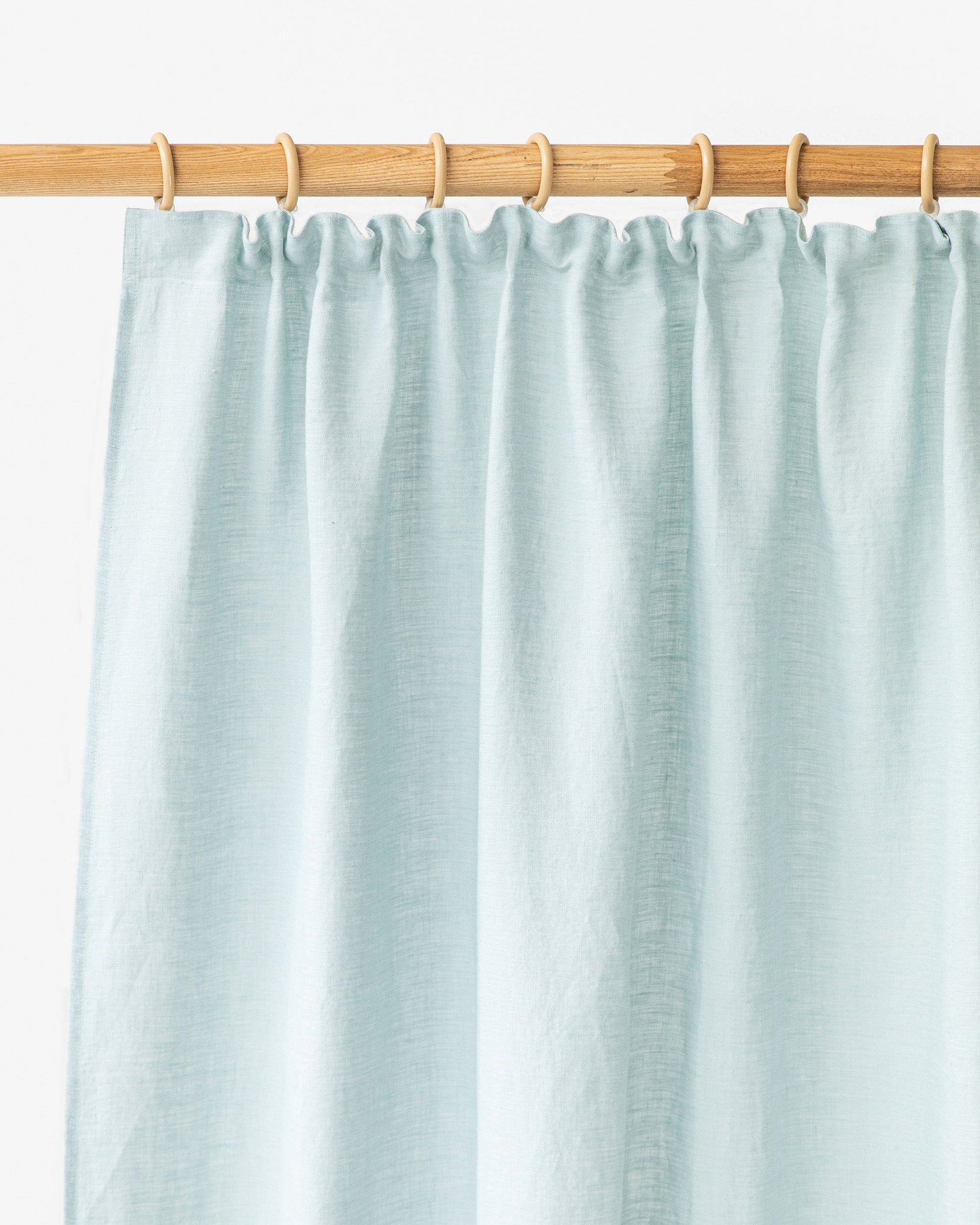 Custom size pencil pleat linen curtain panel (1 pcs) in Dusty blue - MagicLinen