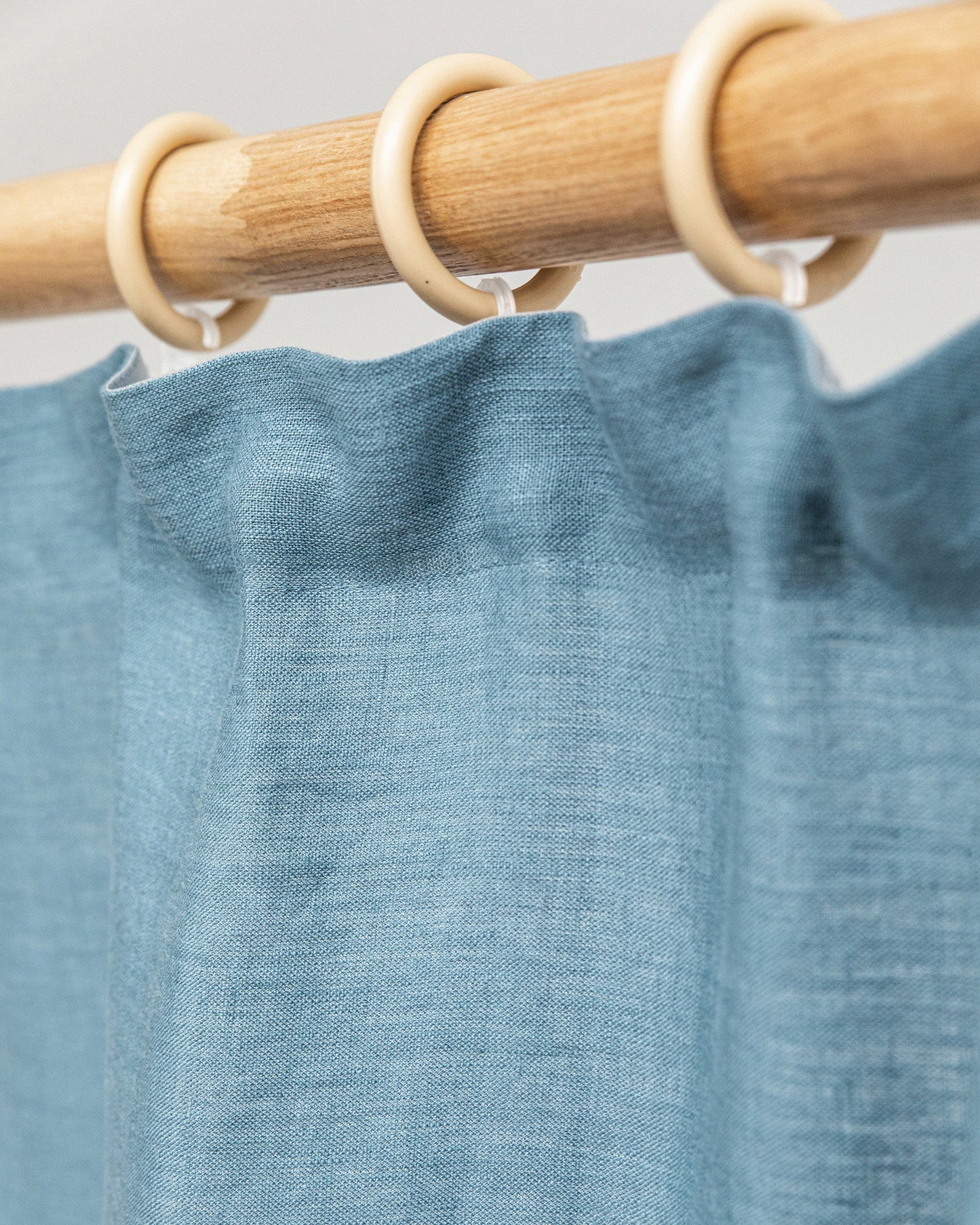 Custom size pencil pleat linen curtain panel (1 pcs) in Gray blue - MagicLinen