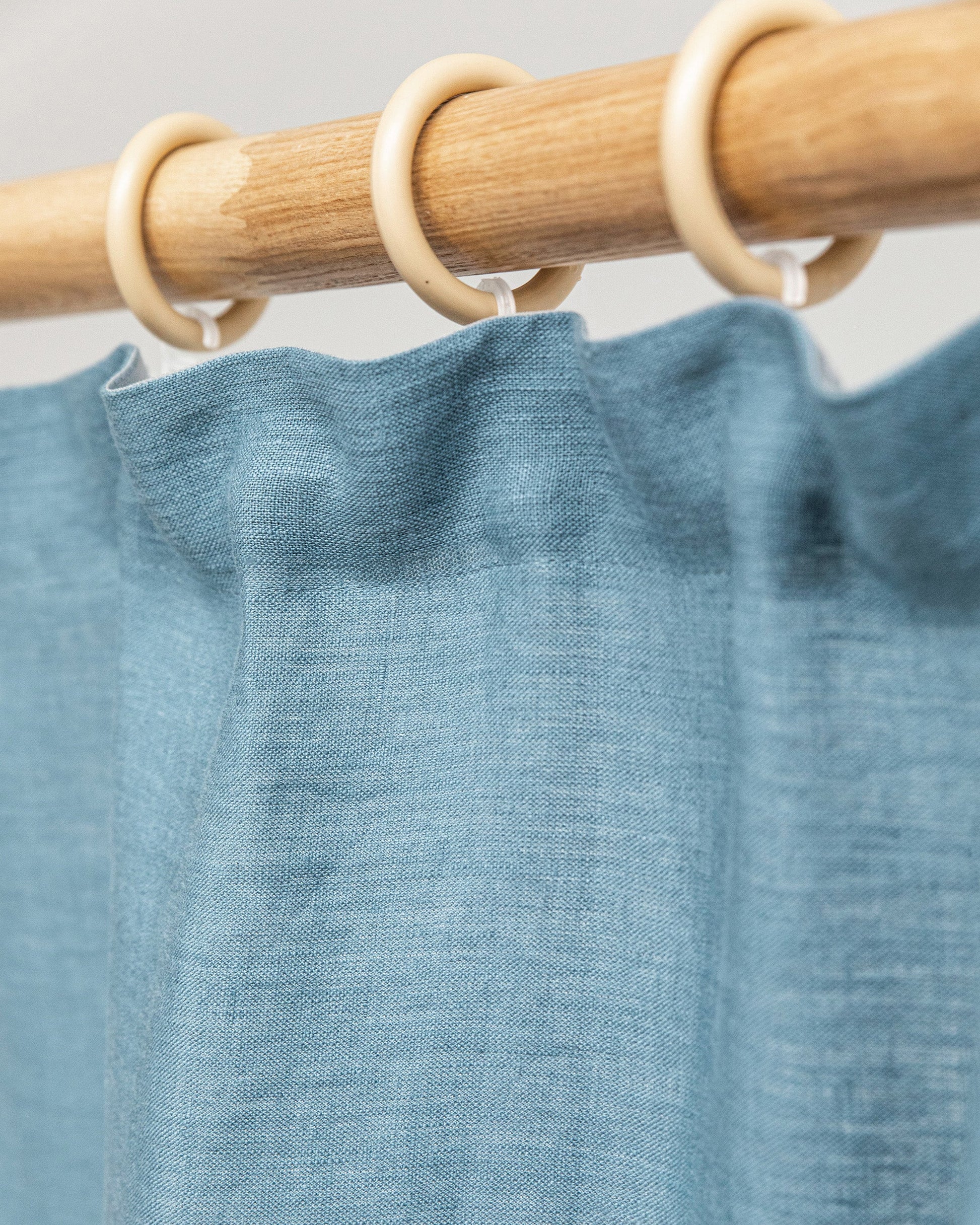 Custom size pencil pleat linen curtain panel (1 pcs) in Gray blue - MagicLinen