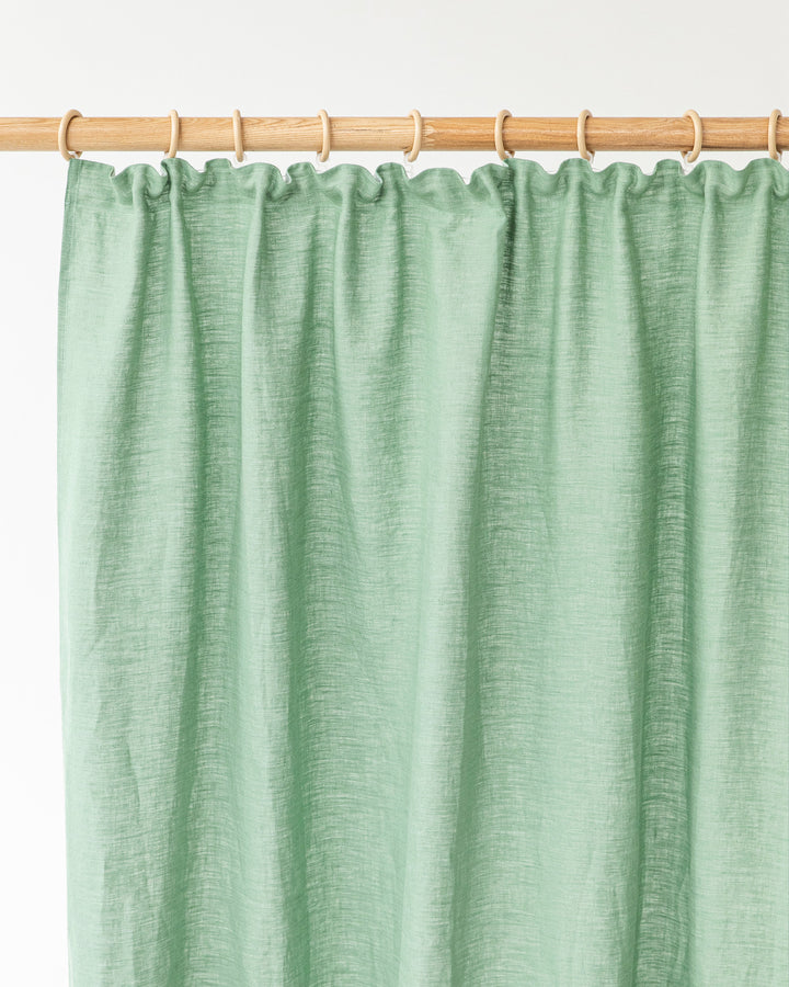 Pencil pleat linen curtain panel (1 pcs) in Matcha green - MagicLinen
