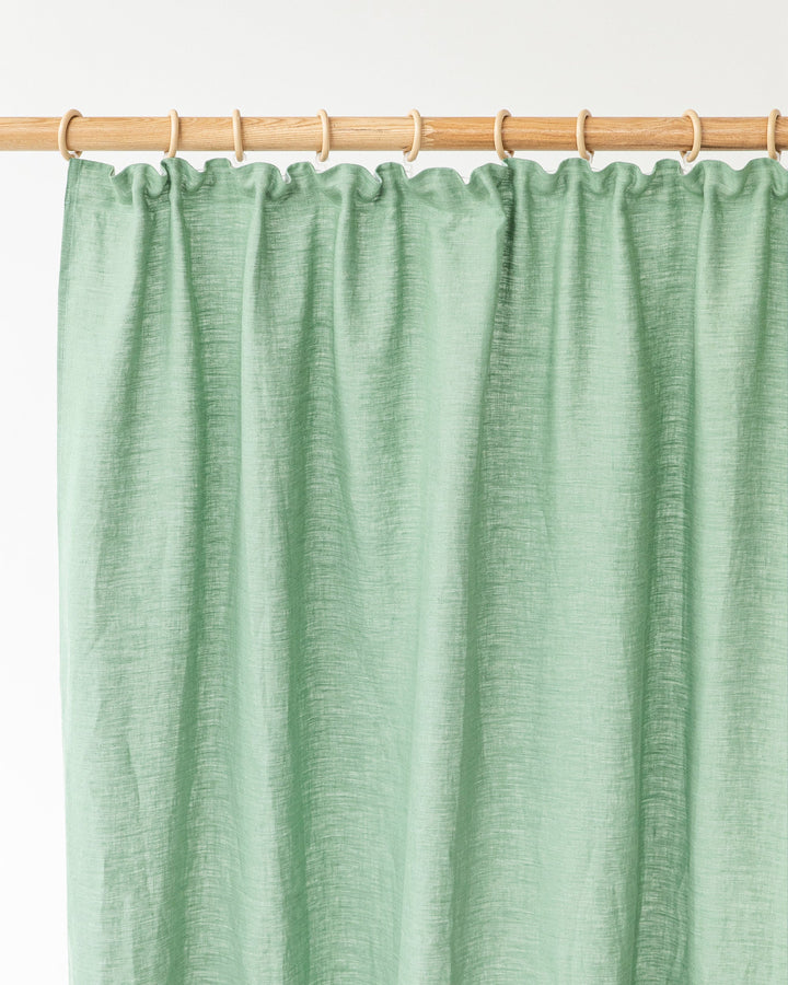 Custom size pencil pleat linen curtain panel (1 pcs) in Matcha green - MagicLinen