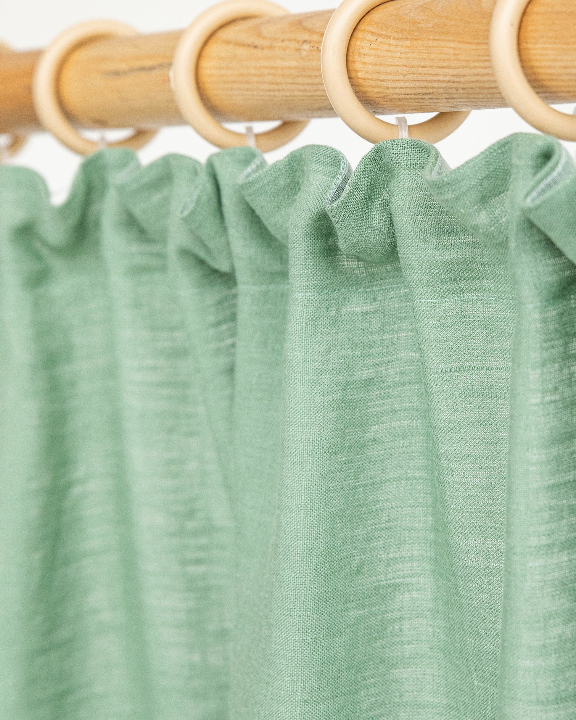 Custom size pencil pleat linen curtain panel (1 pcs) in Matcha green - MagicLinen