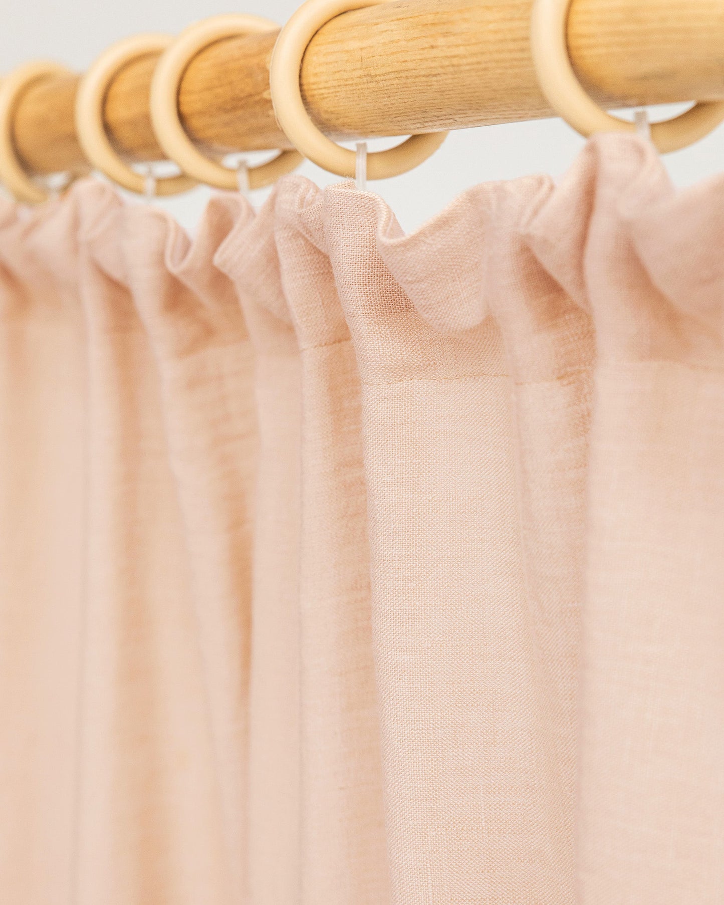 Custom size pencil pleat linen curtain panel (1 pcs) in Peach - MagicLinen