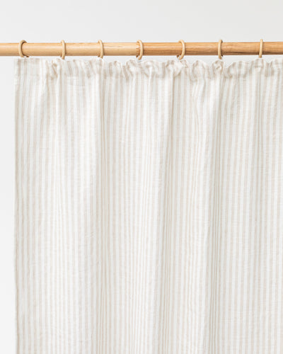 Pencil pleat linen curtain panel (1 pcs) in Striped in natural - MagicLinen