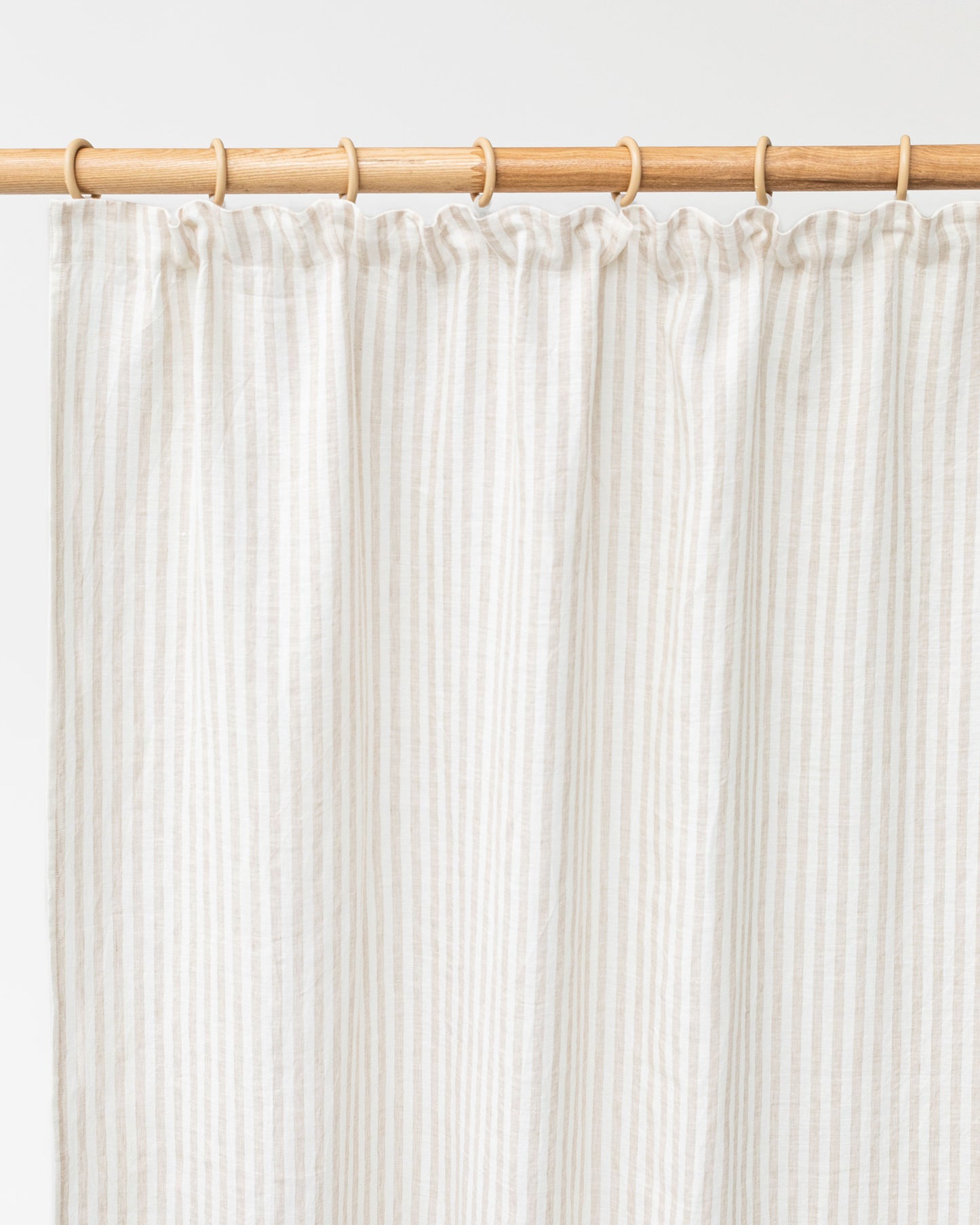 Pencil pleat linen curtain panel (1 pcs) in Striped in natural - MagicLinen
