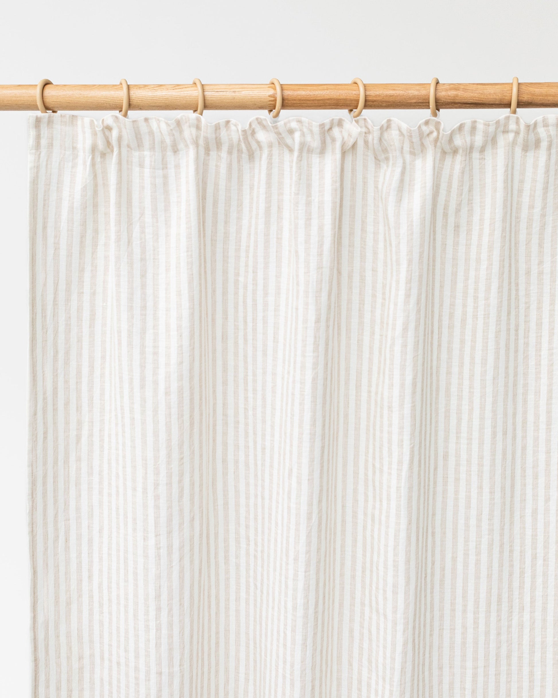 Custom size pencil pleat linen curtain panel (1 pcs) in Striped in natural - MagicLinen