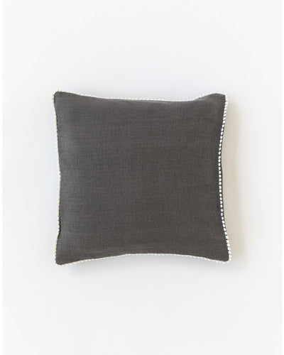 Cushion cover with pom poms in Charcoal gray - MagicLinen