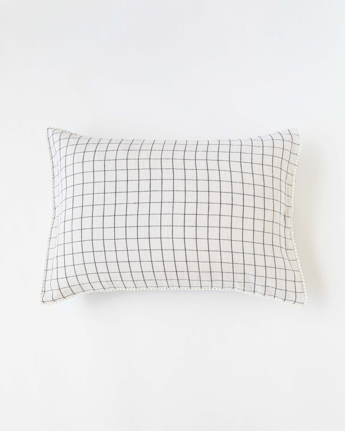 Pom pom trim linen pillowcase grid