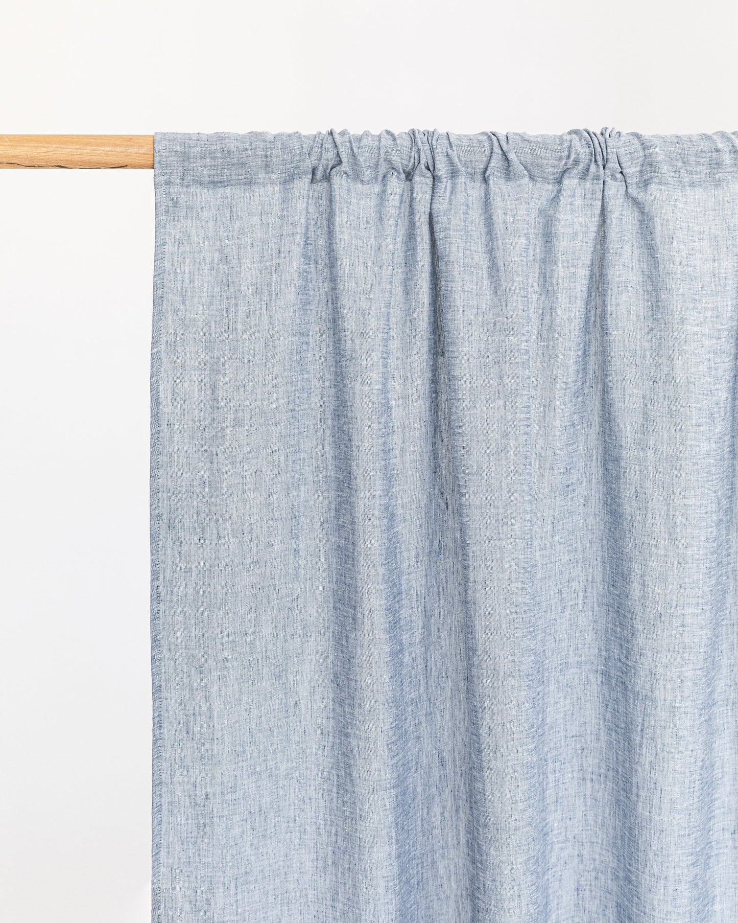 Custom size rod pocket linen curtain panel (1 pcs) in Blue melange - MagicLinen