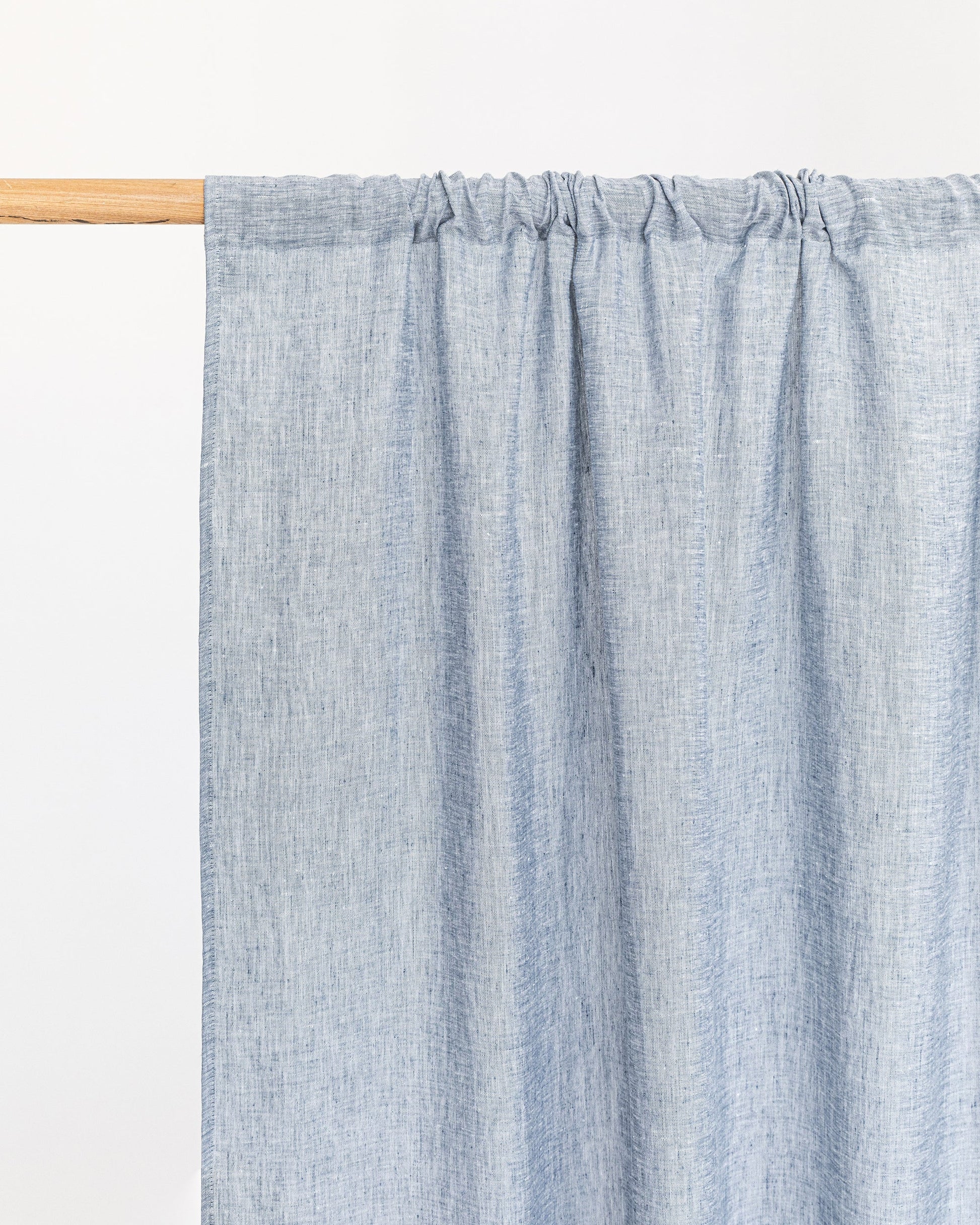 Custom size rod pocket linen curtain panel (1 pcs) in Blue melange - MagicLinen