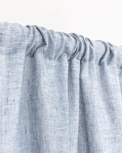 Rod pocket linen curtain panel (1 pcs) in Blue melange - MagicLinen