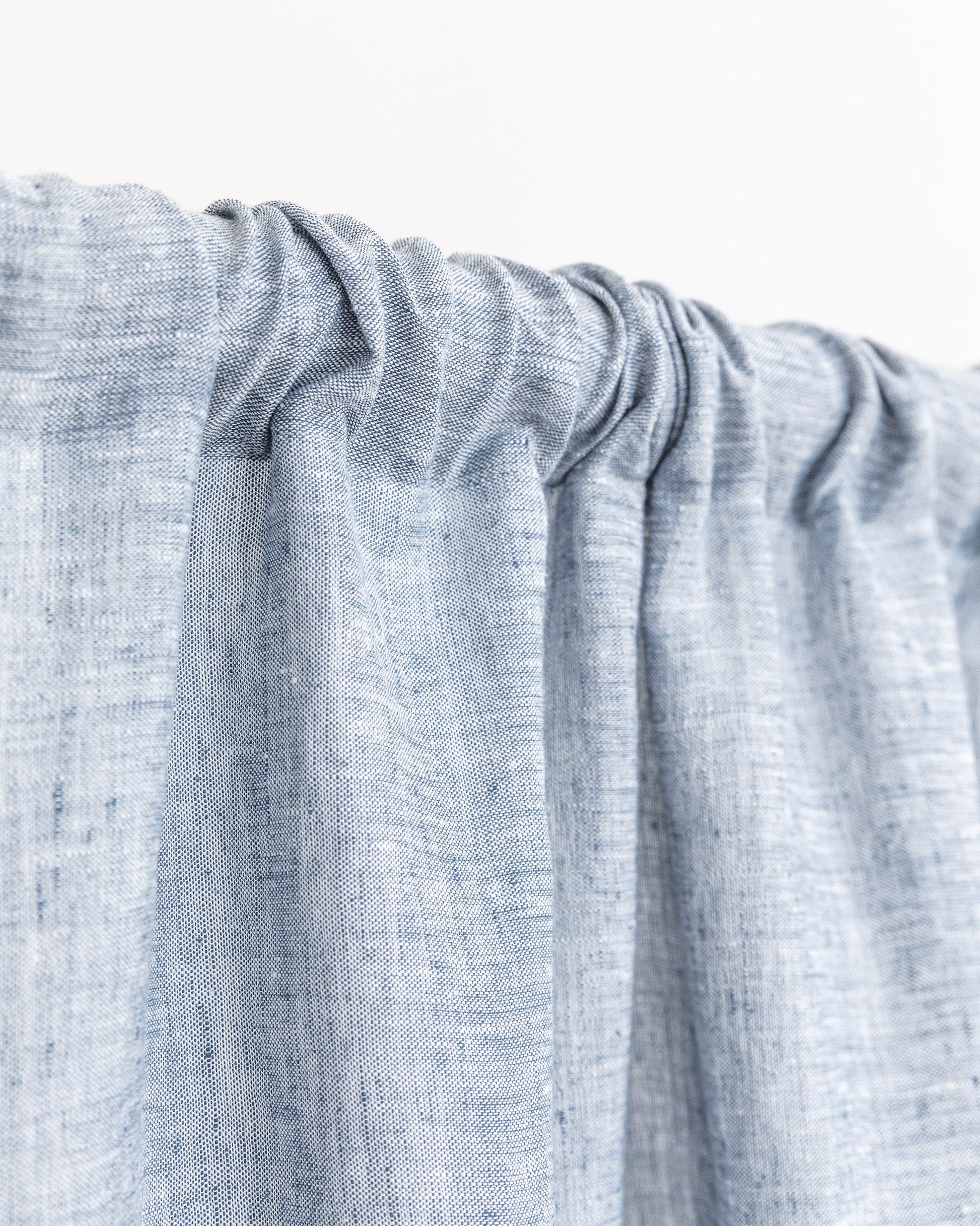 Rod pocket linen curtain panel (1 pcs) in Blue melange - MagicLinen