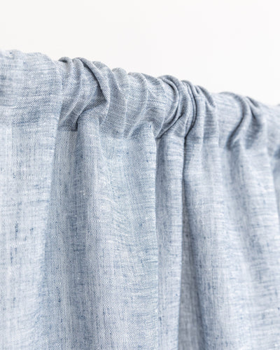 Custom size rod pocket linen curtain panel (1 pcs) in Blue melange - MagicLinen