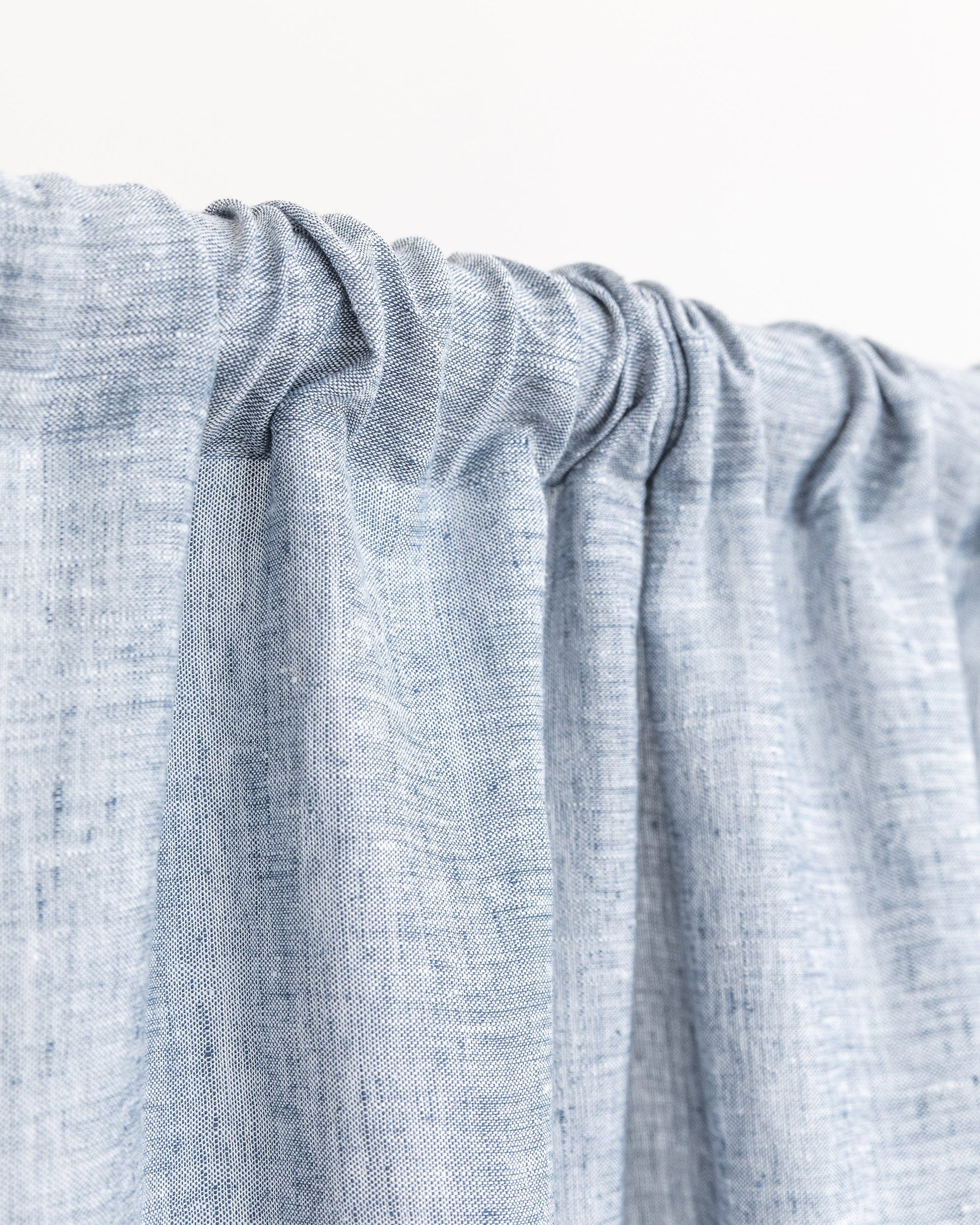 Custom size rod pocket linen curtain panel (1 pcs) in Blue melange - MagicLinen