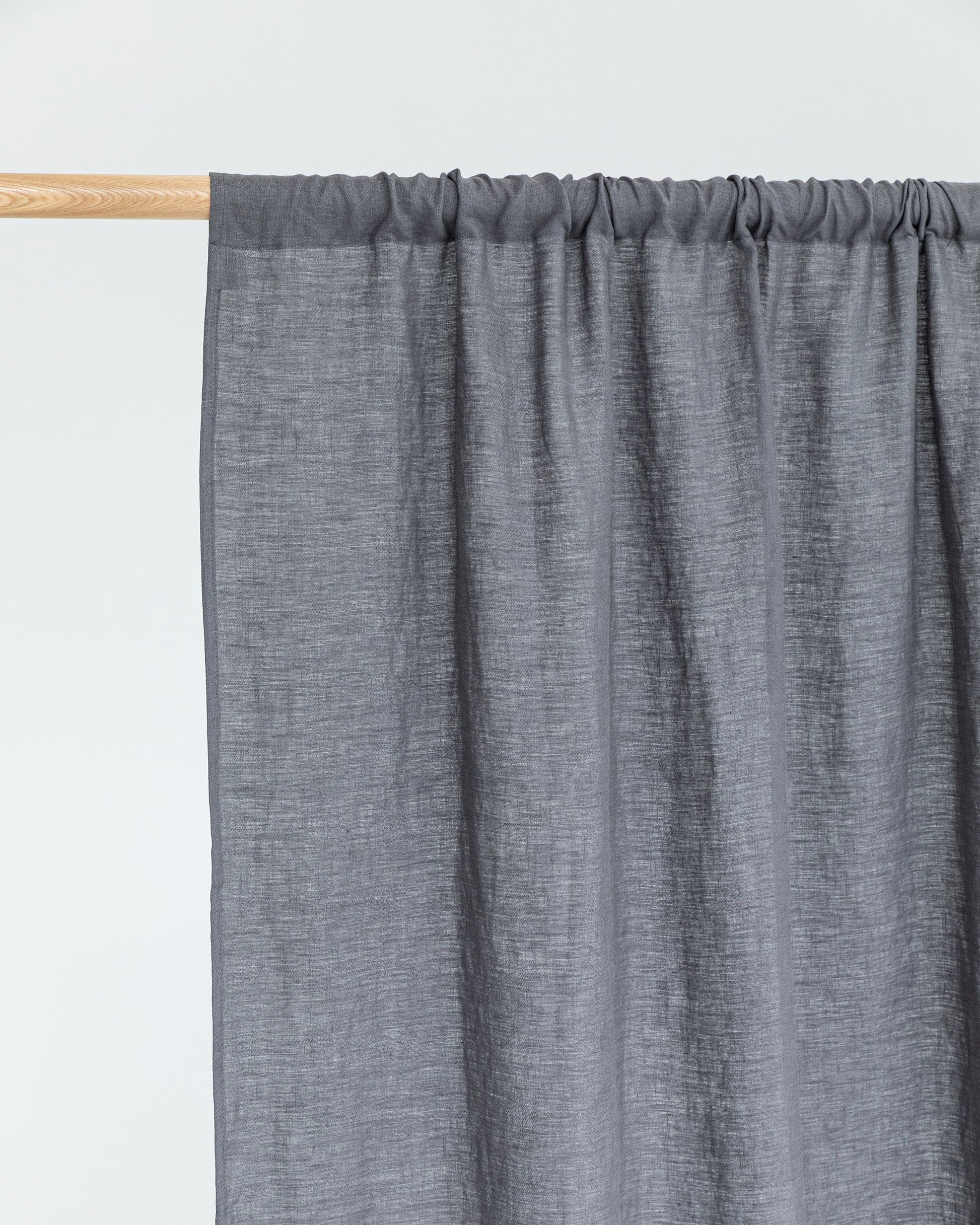 Rod pocket linen curtain panel (1 pcs) in Charcoal gray - MagicLinen